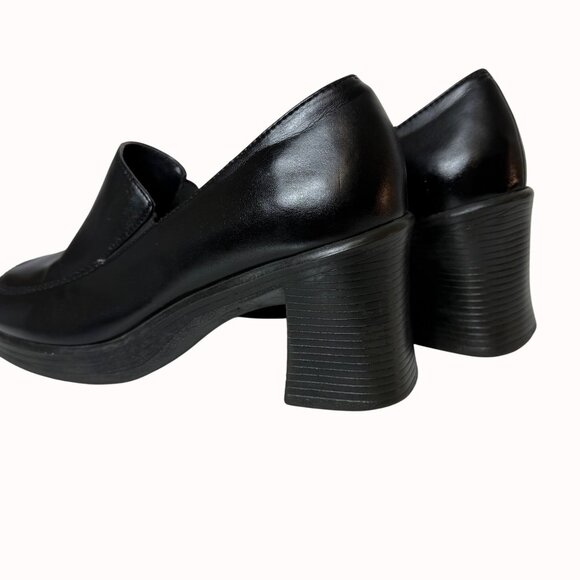 Route 66 Black Chunky Heel Loafers Vintage Y2k Platform Shoe Size 8.5 Slip On - Picture 8 of 16